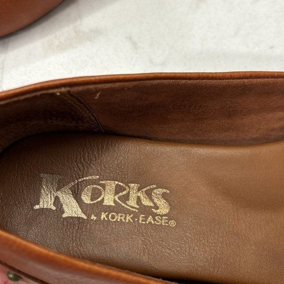 Korks Kork-Ease Cognac Brown Leather Studded ‘Anabel’ Slip On Flats 6.5 / 37 - Picture 11 of 16